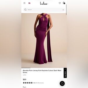 Lulu's Plum Noretta Plum Jersey Knit Keyhole Cutout Sash Maxi Dress